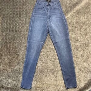 Fashion Nova Blue Wash High Waisted Skinny Jeans Women's Size 9 Stretch Denim